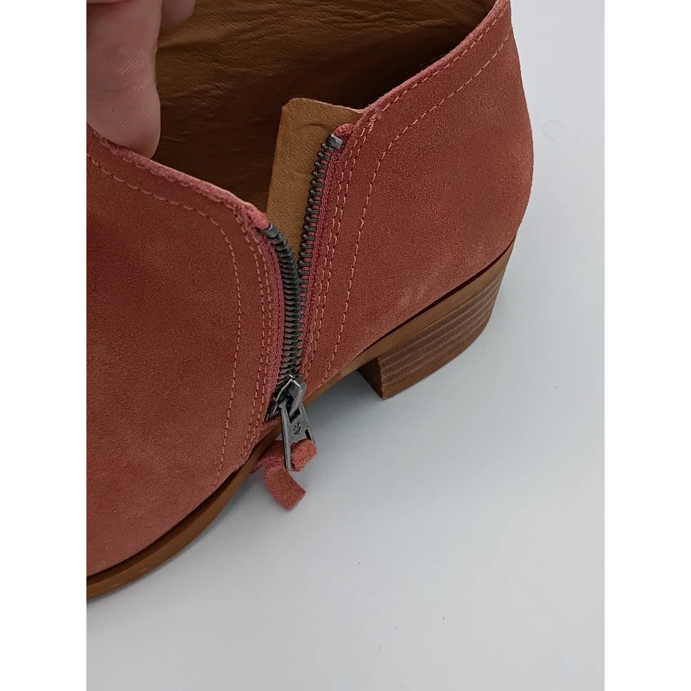 Lucky Brand Womens Brielley Suede Ankle Booties Terracotta 8M Side Zip